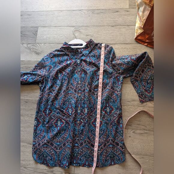 Talbots Paisley Boho Button Down Cotton Shirt Size X - Picture 8 of 8